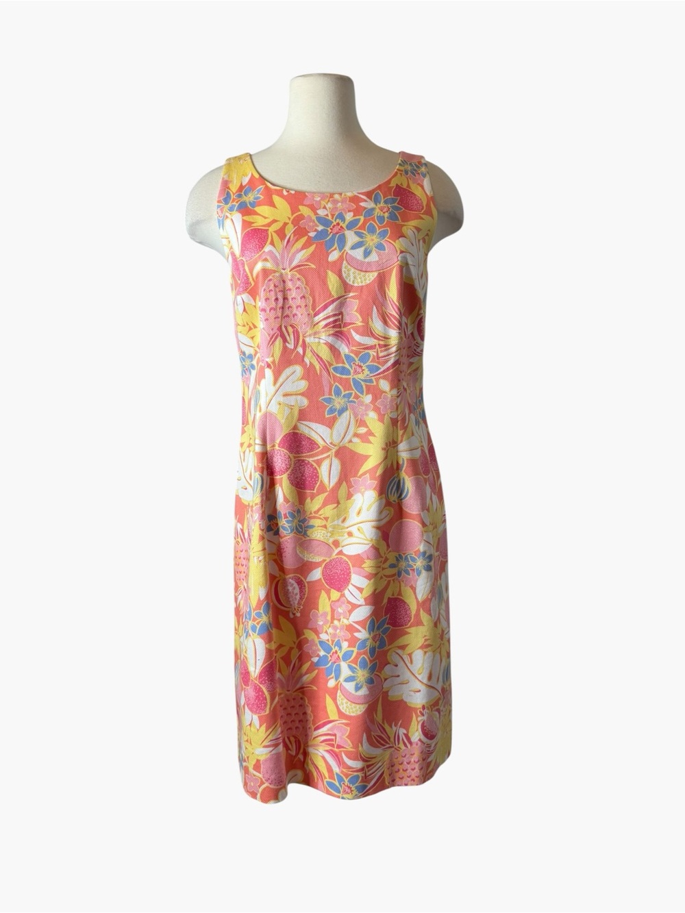 Talbots Sleeveless Floral Coral Shift Dress